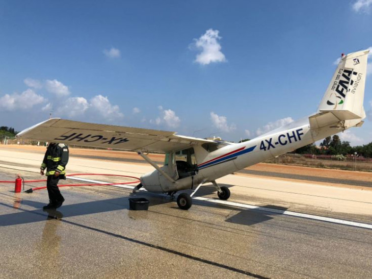 מטוס הצסנה לאחר הנחיתה. צילום: דוברות רשות שדות התעופה