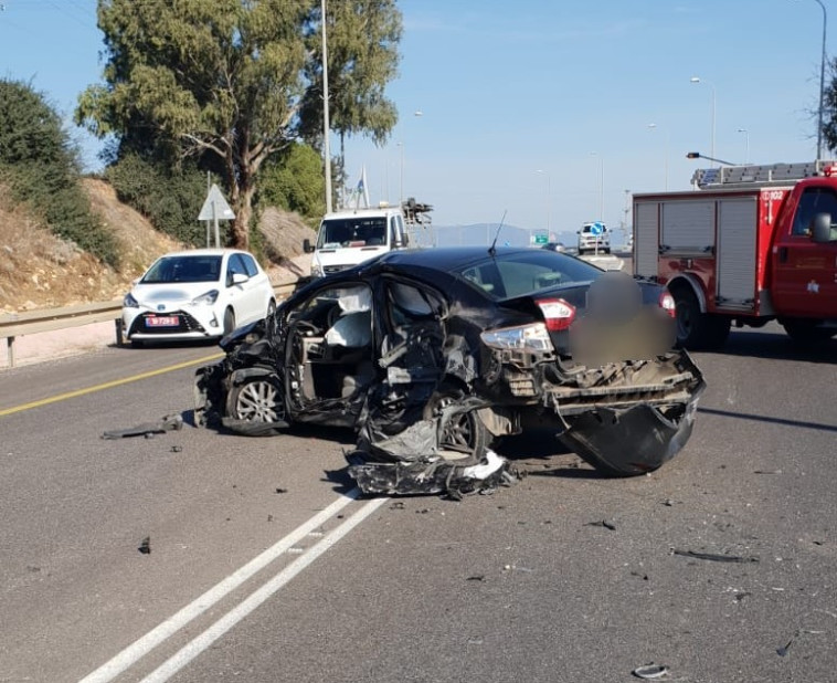 התאונה הקטלנית בכביש 65. צילום: דוברות המשטרה