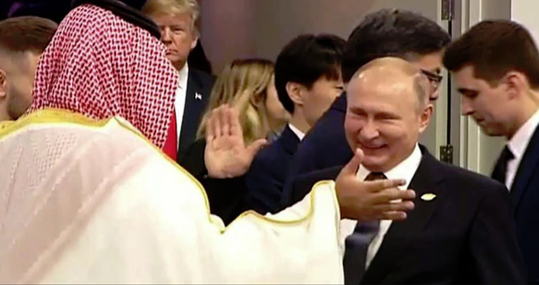 מוחמד בן סלמאן, ולדימיר פוטין ודונלד טראמפ. צילום: AFP