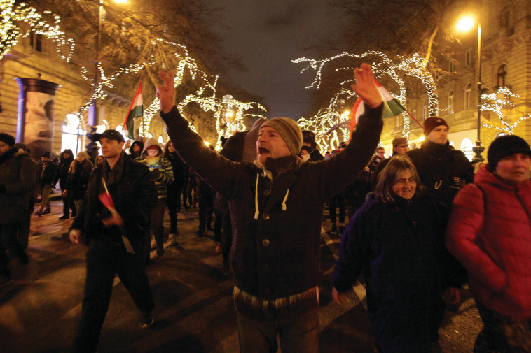 מחאת ההמונים בהונגריה. צילום: AFP
