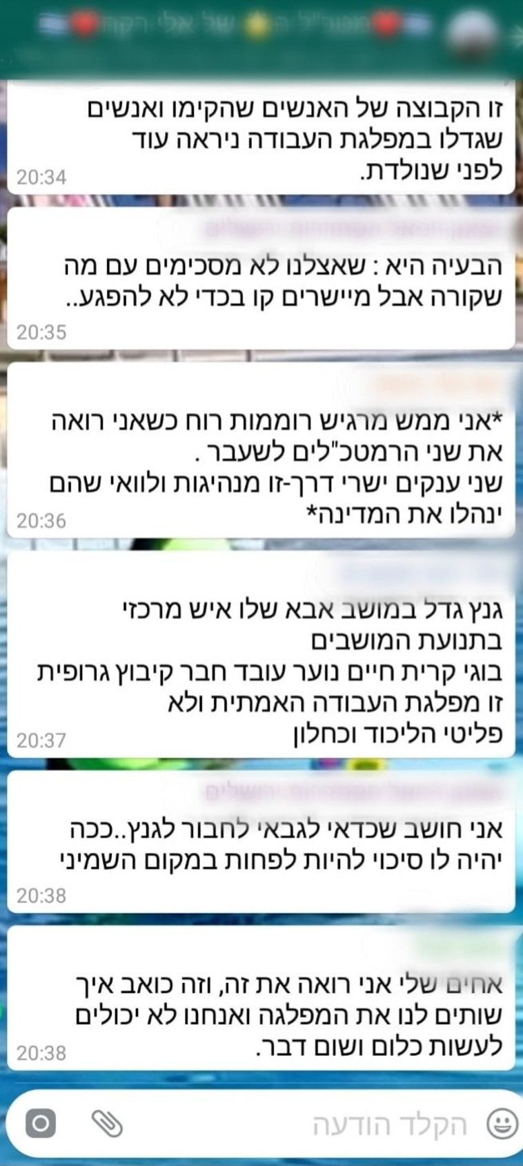 תכתובות הוואטסאפ של פעילי העבודה