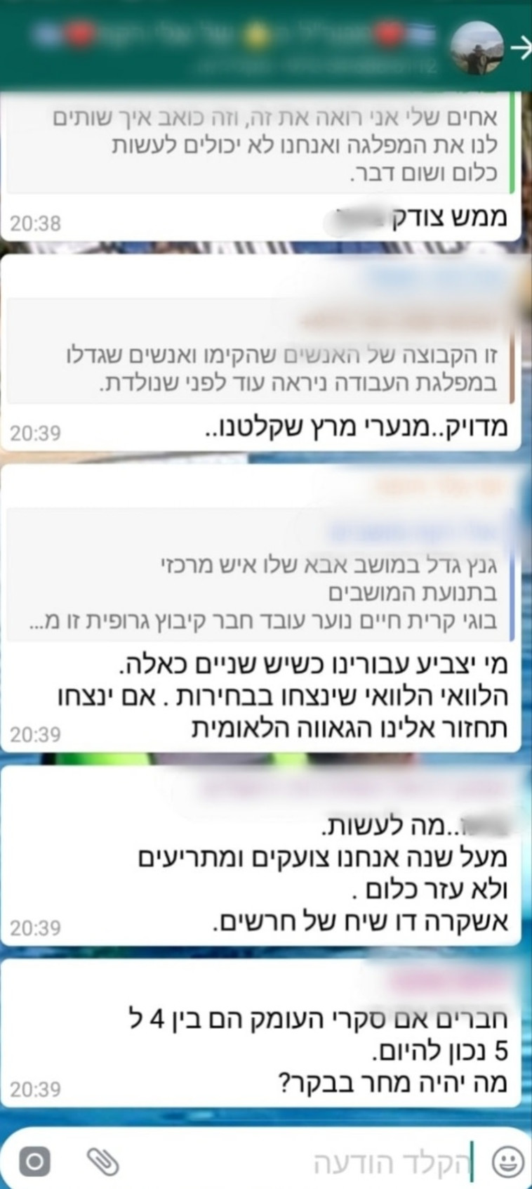 תכתובות הוואטסאפ של פעילי העבודה