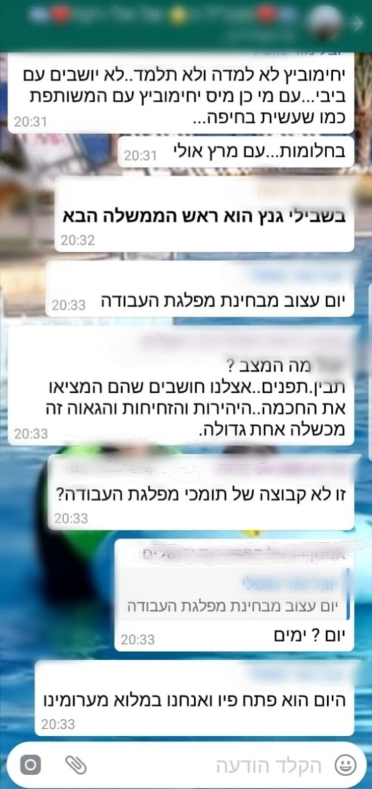 תכתובות הוואטסאפ של פעילי העבודה