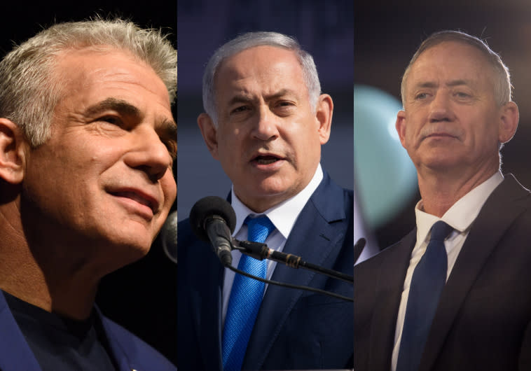 גנץ, נתניהו ולפיד. הים יהיה אותו ים והערבים אותם ערבים, גם אם ייבחרו. צילום: פלאש 90