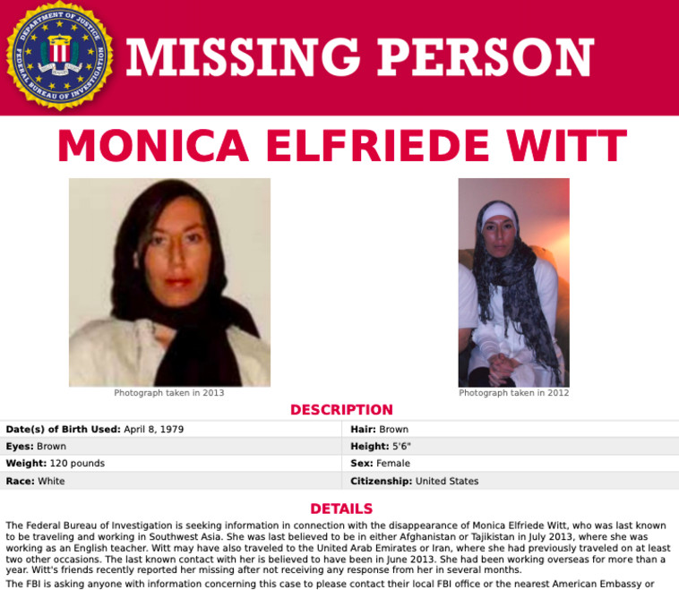 מוניקה וויט ברשימת המבוקשים של ה-FBI