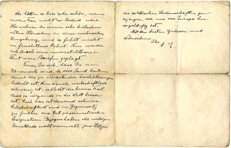 מכתבו של איינשטיין. קרדיט: באדיבות בית המכירות DYNASTY