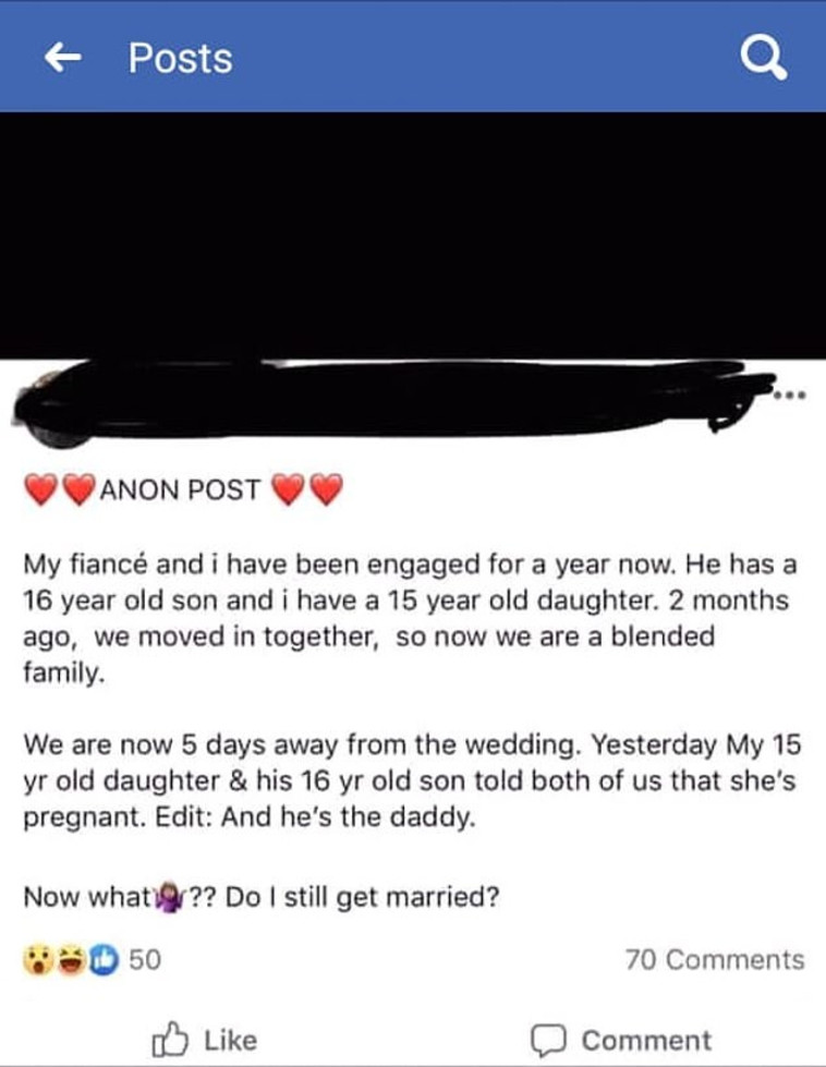 הפוסט המקורי של הכלה במצוקה. צילום: פייסבוק