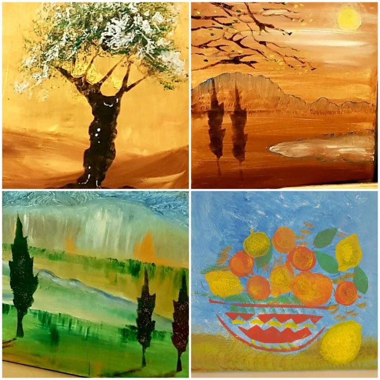 ציורים של דיירי בית האבות &quot;אור העמק&quot;. צילום: יח&quot;צ