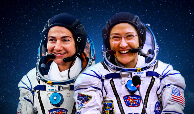 האסטרונאוטיות כריסטינה קוך וג'סיקה מאיר. צילום: רויטרס