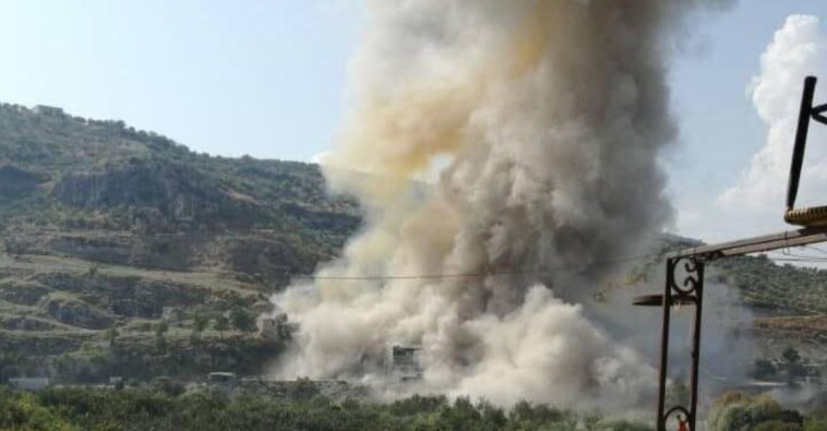 הפלת מל&quot;ט בלבנון. צילום: רשתות ערביות