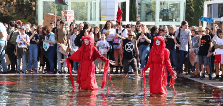 בני נוער מפגינים בעקבות משבר האקלים