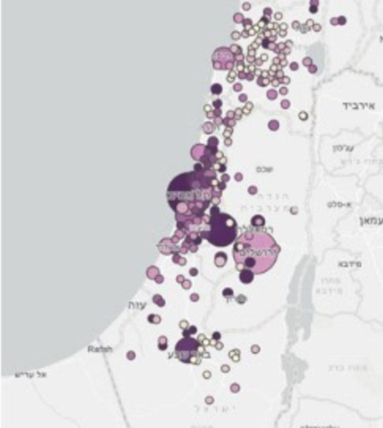 מפת מוקדי הקורונה בארץ