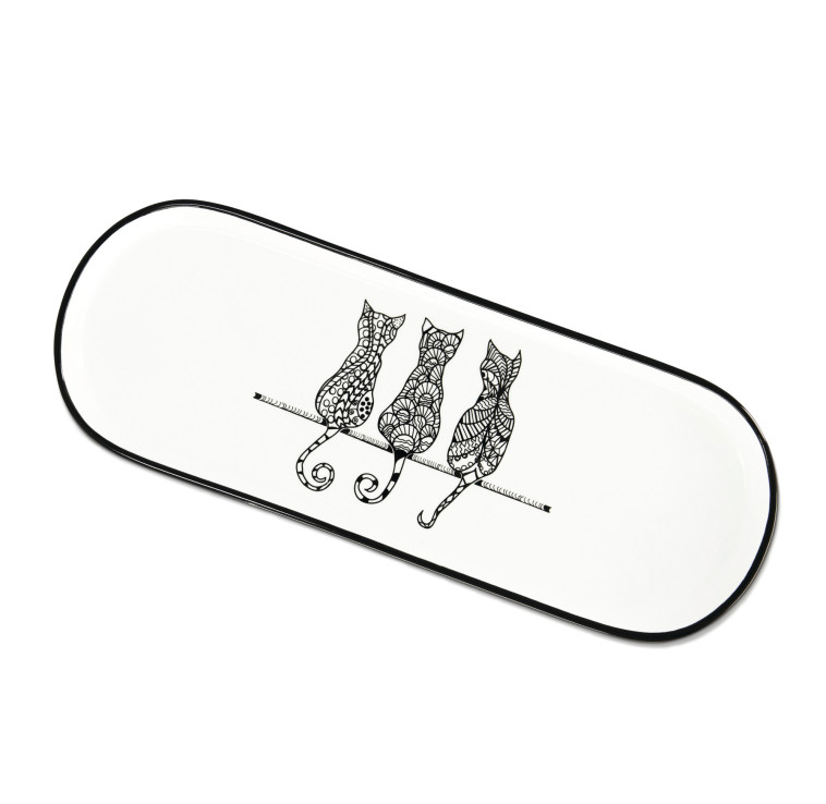 מגש אובלי עם איור חתולים: FOX HOME