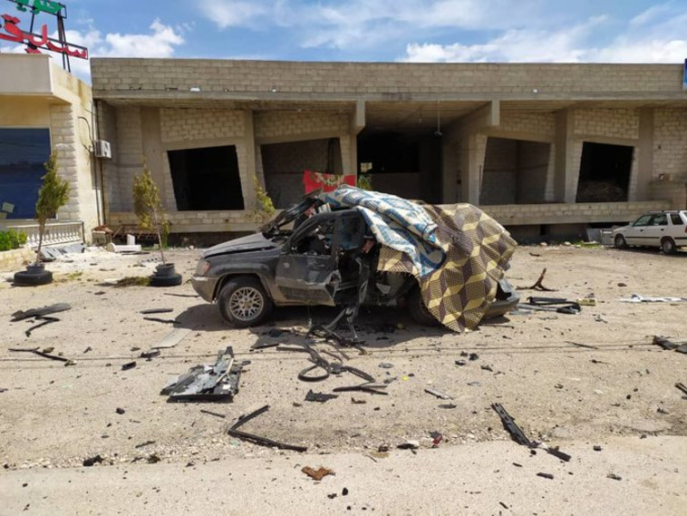 רכב שהותקף בלבנון ושייך ע''פ דיווחים לחיזבאללה