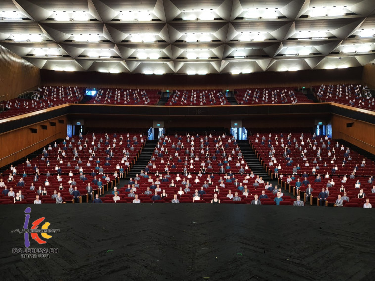 הדמייה לניהול אירוע לקהל גדול בבנייני האומה בימי הקורונה (צילום: בנייני האומה)