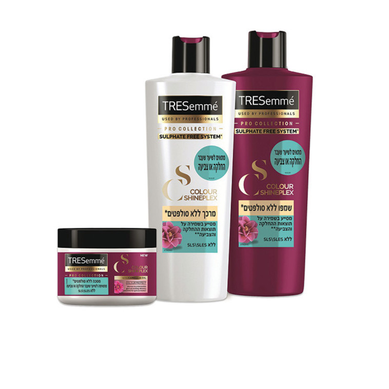 טרזמה לשיער מוחלק וצבוע. מחיר שמפו ומרכך 23.90 ש''ח מחיר מסכה 34.90 ש''ח