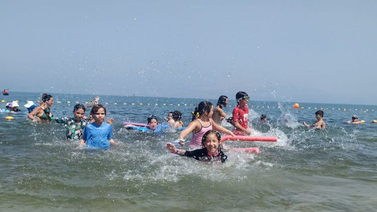 מתרחצים בחוף כפר הנופש עין גב בכנרת (צילום: חגי פלג, חוף כפר הנופש עין גב)