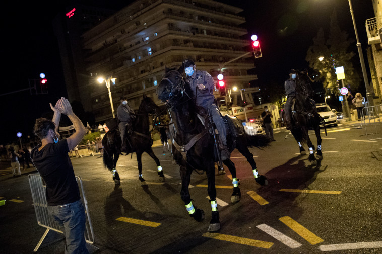 סוסים בהפגנה בירושלים