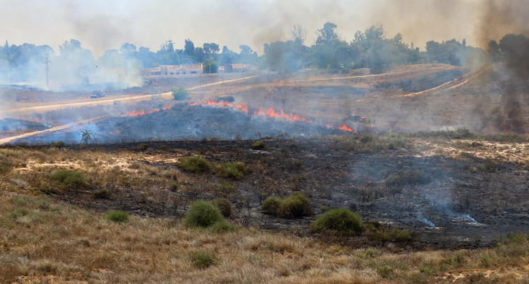 שריפה שפרצה בעוטף עזה כתוצאה מבלון תבערה