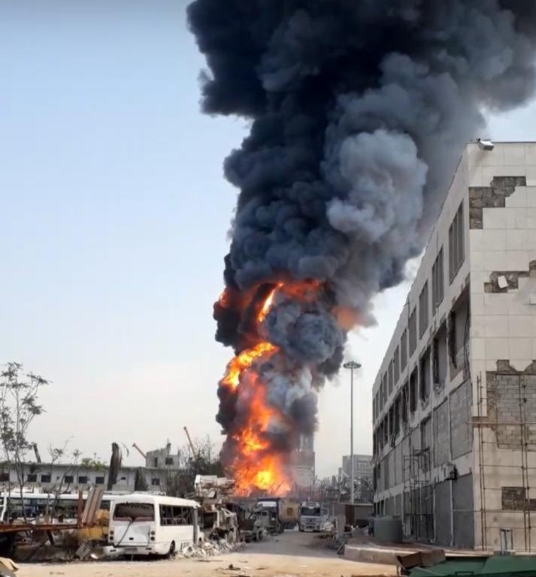 השריפה בנמל ביירות (צילום: רשתות ערביות)