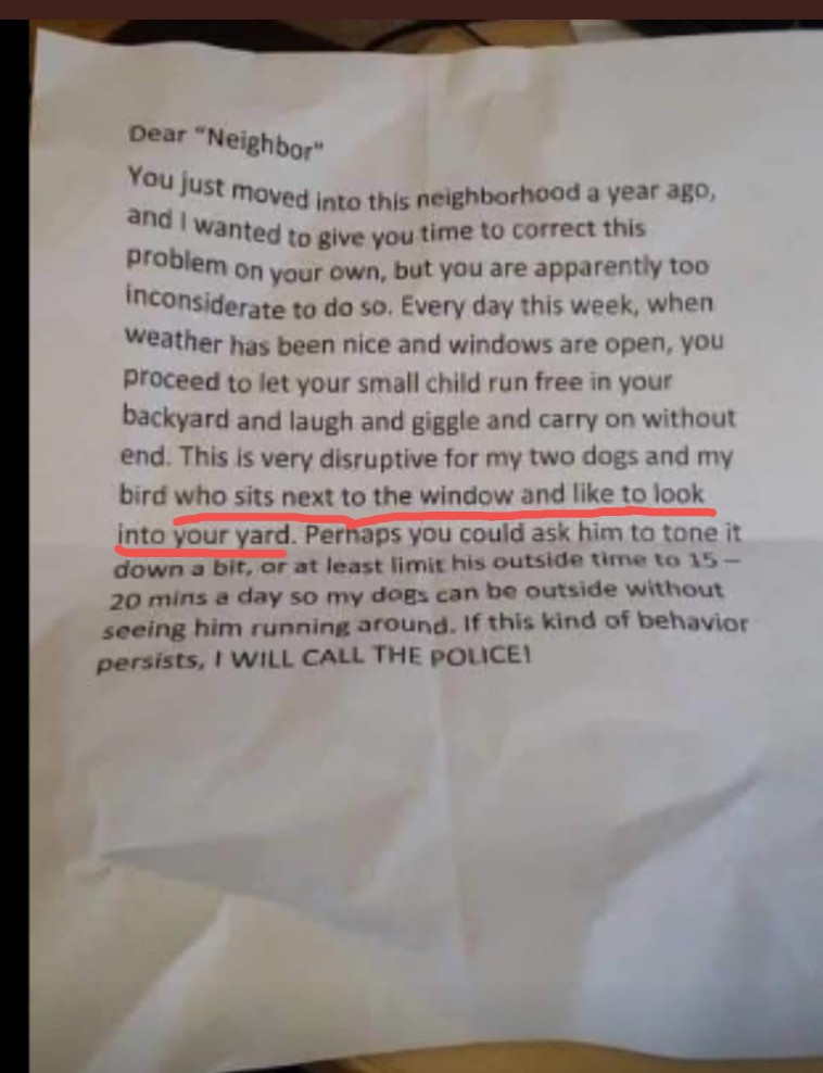 המכתב ששלחה השכנה