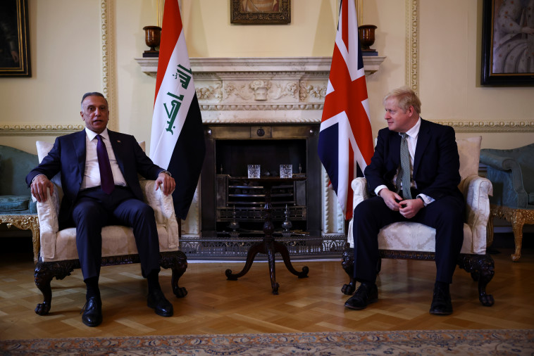 ראש ממשלת עיראק, מוסטפא אל-כאזימי, עם בוריס ג'ונסון, השבוע