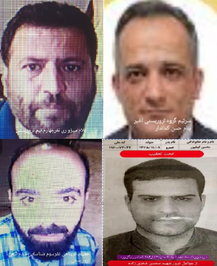 Photos des suspects dans l'assassinat de Fakhrizadeh (Photo: Réseaux sociaux en Iran)