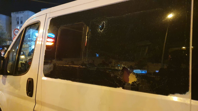 Police car damaged in protest (Photo: Police spokeswoman)