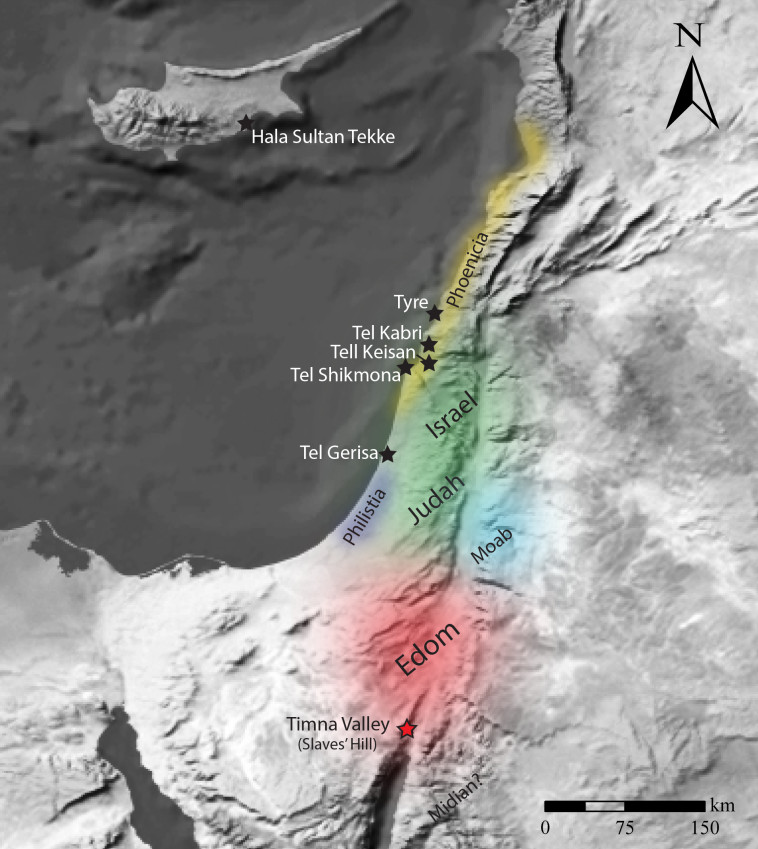 Map of the Land of Israel in the Iron Age (Photo: Erez Ben Yosef, Naama Sukenik)