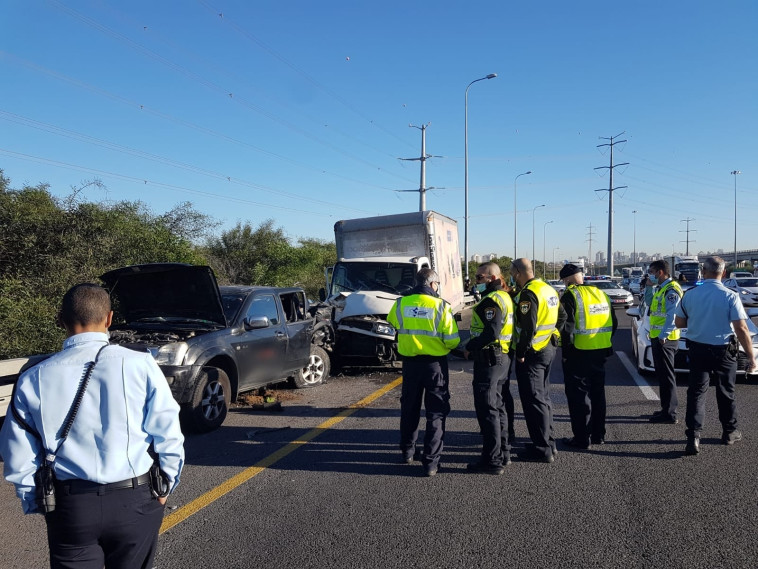 זירת התאונה במחלף חולות