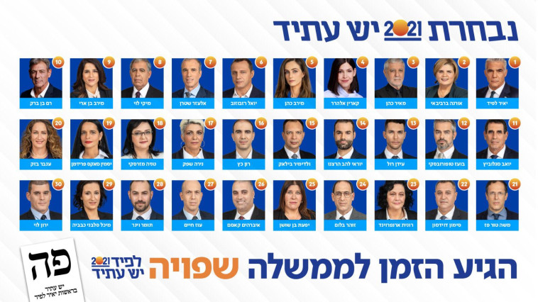 רשימת יש עתיד לכנסת ה-24 (צילום: באדיבות יש עתיד)