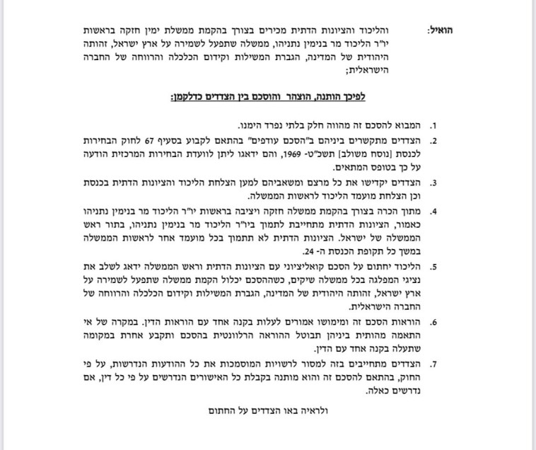 הסכם העודפים של הליכוד והציונות הדתית