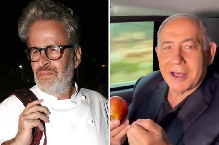 נתניהו מחקה את אייל שני בסרטון. השף (משמאל) לא נותר חייב