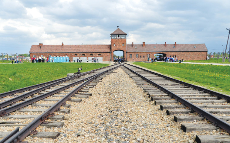 פסי הרכבת בכניסה לאושוויץ
