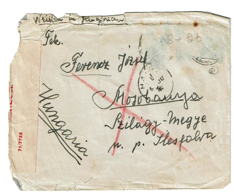 המעטפה בה נשלח מכתב הנמען