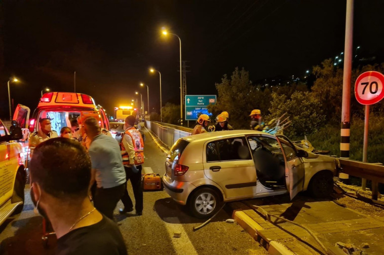 זירת התאונה סמוך לזכרון יעקב