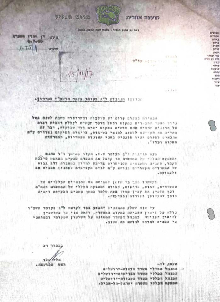 המכתב שהתריע על הסכנות במירון