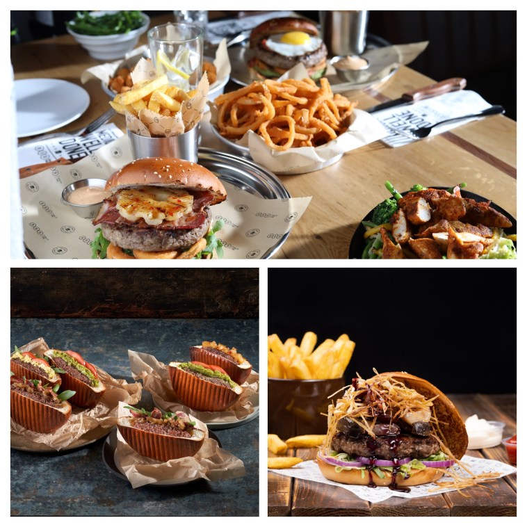 מלמעלה בכיוון השעון: ארוחה ב-BBB, מוזס שופ MOON LIGHT, טוסטבורגר