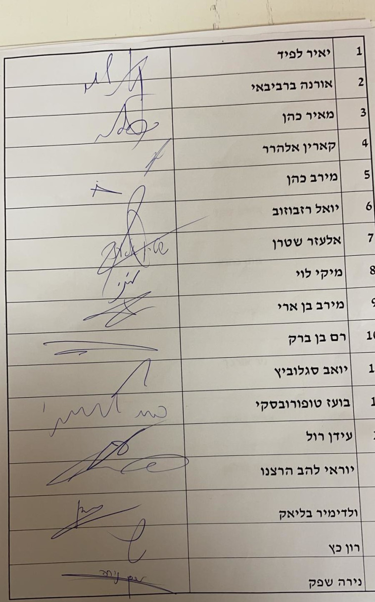 חתימות חלק מהח''כים