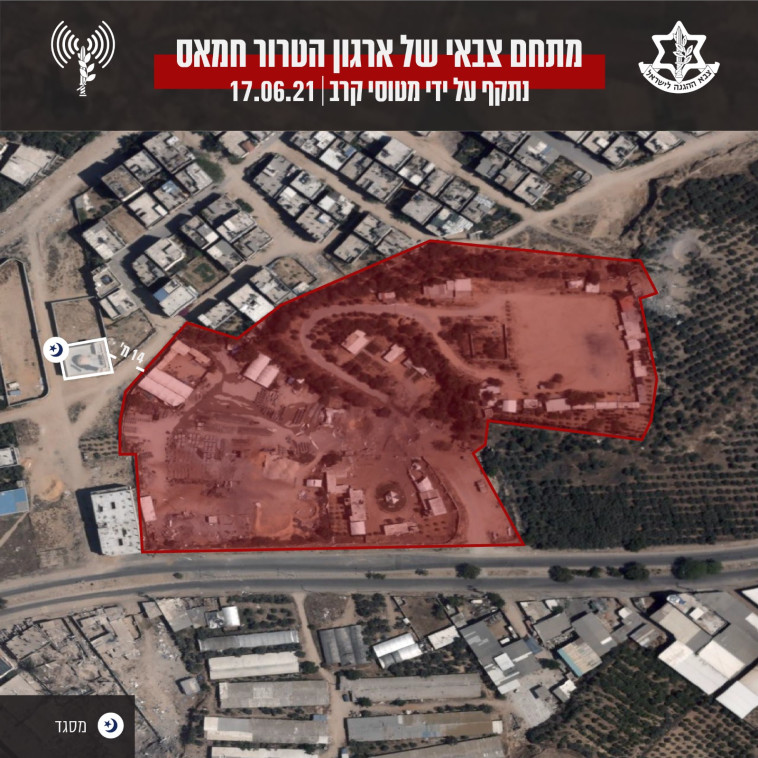 מתחם צבאי של החמאס שנתקף ע''י מטוסי קרב 