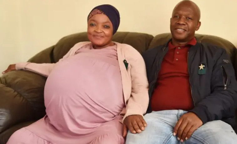 ג'וסיאמה ובעלה, האם בתוך הבטן יש לה עשרה ילדים? (צילום: רויטרס)