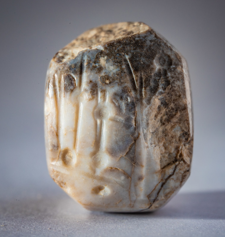 חותם בבלי שהתגלה בחפירות ארכאולוגיות בעיר דוד (צילום: קובי הראתי, עיר דוד)