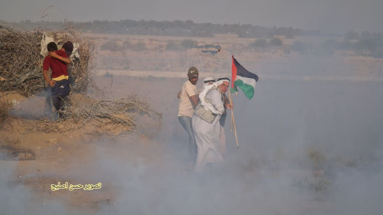 מפגינים פלסטינים בעצרת חמאס ברצועת עזה (צילום: רשתות חברתיות ערביות)