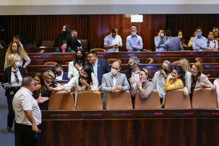 חברי הקואליציה בהצבעה הטרומית על חוק הקנאביס (צילום: נועם מושקוביץ, דוברות הכנסת)