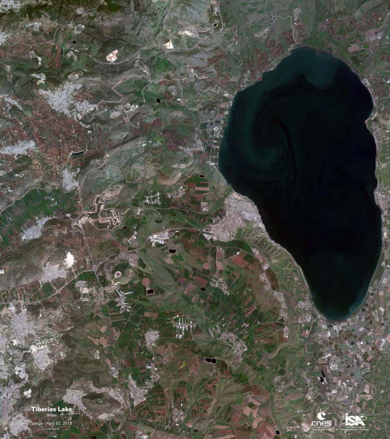 תמונה של הכינרת כפי שצולמה על ידי הלוויין ונוס