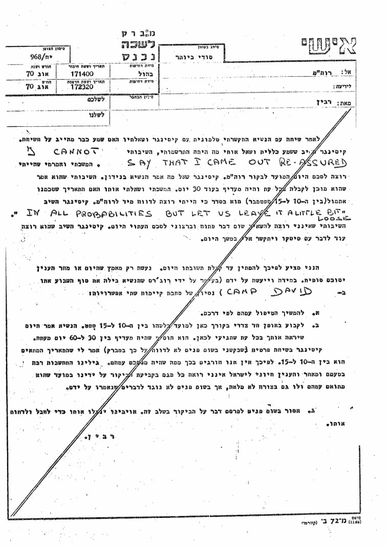 המברק של רבין לגולדה