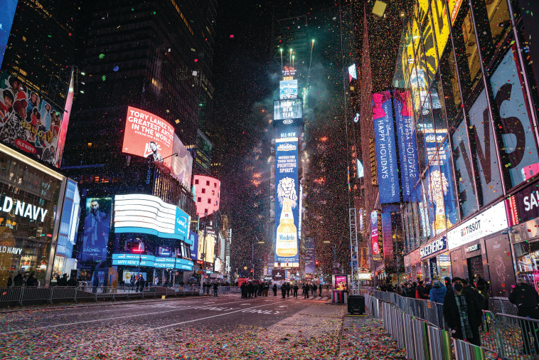 כיכר הטיימס בניו יורק ריקה מאנשים ב-1 בינואר 2020 (צילום: gettyimages)