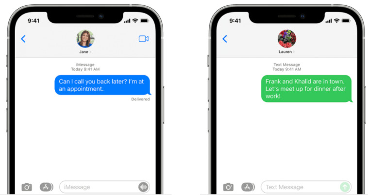 הודעת סמס רגילה לעומת הודעת iMessage