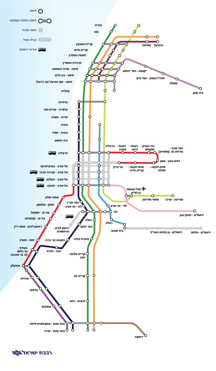 מפת קווים ותחנות, יום חמישי, 10.2.22, בין השעות: 5:00 - 22:00