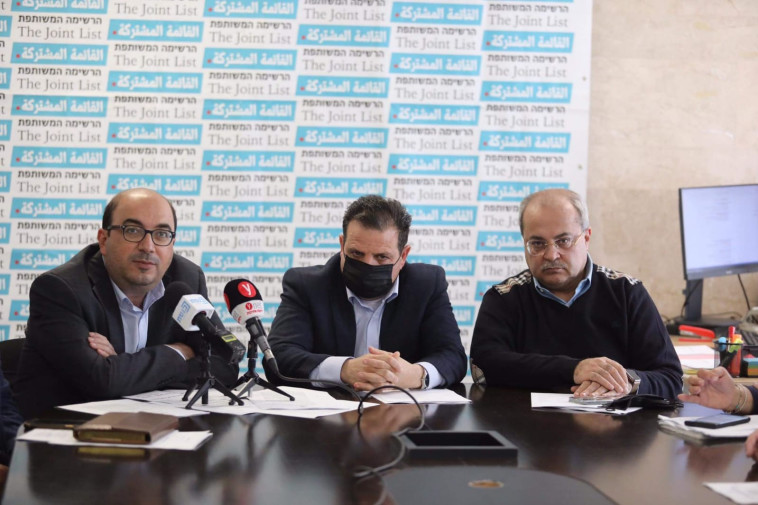 Members of the joint list: Ahmed Tibi, Ayman Odeh and Sami Abu Shahada at a faction meeting (photo: Mark Israel Salem)